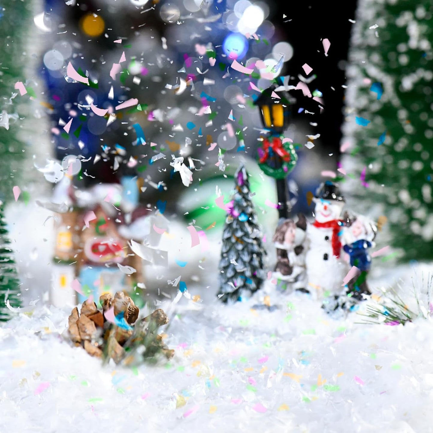 Skiennix Fake Snow Decor - Glittery Artificial Snow for Craft Making | 10.6 Ounce Holiday Decoration