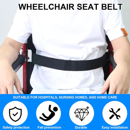 Wheelchair Safety Belt 60" Adjustable Length Wheelchair Safety Harness Anti-Fall Wheelchair Seat Belt Restraints Safety for Elderly, Adults, Child