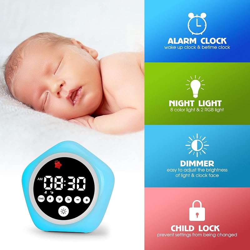 Ok to Wake Kids Alarm Clock with Green/Red Lights, Sleep Training Clock (Pack of 2) - Tiny Variation: Small