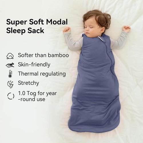 BubblePanda Modal Sleep Sack - Super Soft 0.5 Tog Toddler Blanket for Summer | 6-12 Months