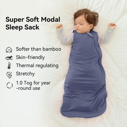 BubblePanda Modal Sleep Sack 6-12 Months 0.5 Tog Super Soft Toddler Sleep Sack for Babies Summer Lightweight 2-Way Zipper Baby Wearable Blanket