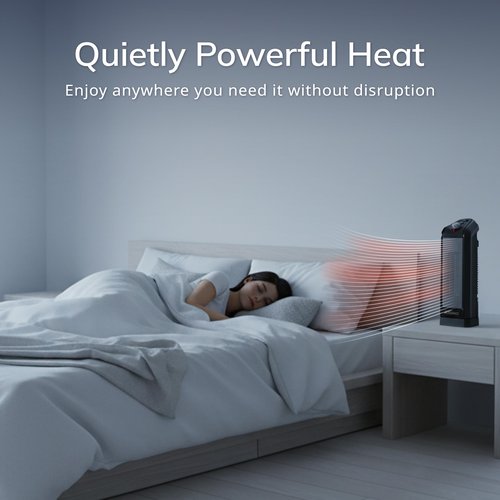 Lasko Oscillating Ceramic Tower Space Heater for Home with Overheat Protection, Adjustable Thermostat, and 2 Speeds, 15.7 Inches, Black, 1500W, CT16450