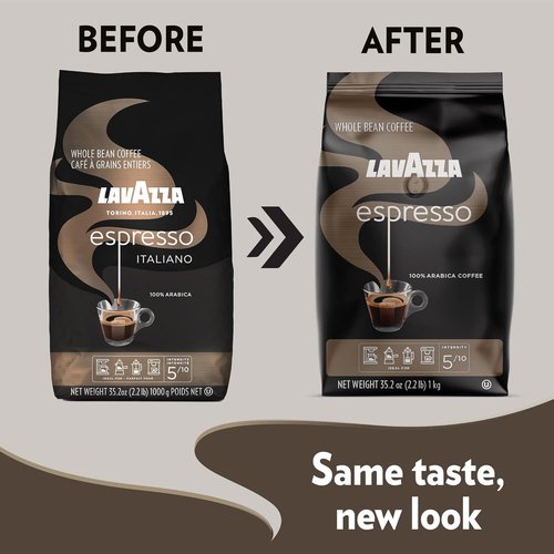 Lavazza Espresso Whole Bean Coffee - Medium Roast, 100% Arabica, 2.2 lb Bag (Pack of 2)