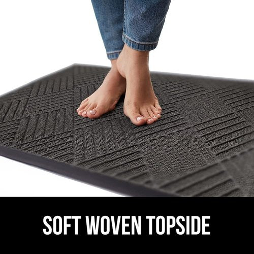 GORILLA GRIP 100% Waterproof All-Season WeatherMAX Doormat 35x23, US Designed Natural Rubber, Stain and Fade Resistant, Low Profile Indoor Outdoor Door Mats, Easy Clean Patio Mat, Gray Diamond