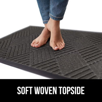 GORILLA GRIP 100% Waterproof All-Season WeatherMAX Doormat 35x23, US Designed Natural Rubber, Stain and Fade Resistant, Low Profile Indoor Outdoor Door Mats, Easy Clean Patio Mat, Gray Diamond