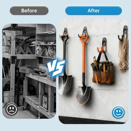 GeeWatom Garage Storage Hooks - Durable Steel Wall Mount Tool Organizer | 4 Pack - Black U Hooks