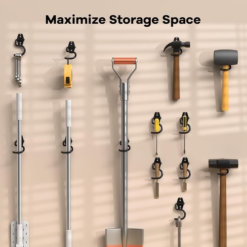 HUPBIPY Heavy-Duty Metal Garage Hooks - 6 Pack S Hooks for Tool Storage & Organization