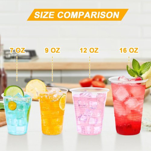 BYSNOW 12 oz Clear Plastic Cups - 300 Count Bulk | Durable Heat-Resistant Cups for Hot Beverages, Soda, Juice
