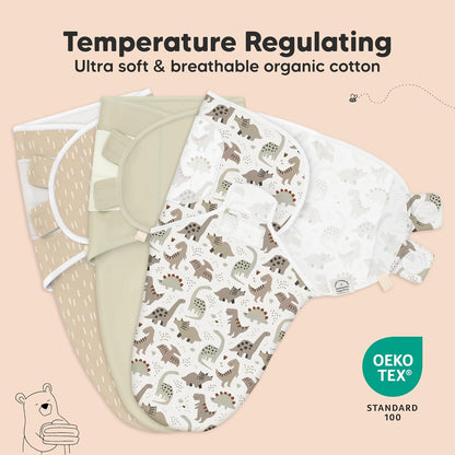 Organic Baby Swaddle Sleep Sacks by [Brand Name] - Soft & Snug for Newborns 3-6 Months | Dino Ridge, Size L
