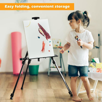 RRFTOK Easel Stand for Sign & Painting - Adjustable Metal Tripod Art Easel 17-66 Inch with Carry Bag - Black