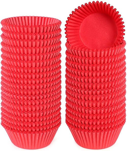 Caperci Red Cupcake Muffin Liners - 500-Count, No Smell, Food Grade & Grease-Proof Baking Cups