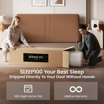 SLEEP100 Queen Mattress 12 Inch, 5-Zone Deep Sleep Firm Mattress with Extra Lumbar & Shoulder Support, Hotel Collection Hybrid Mattresses Pain Relief - Fiberglass Free - No Odor - 365 Night Trial