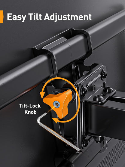 Perlegear Full Motion TV Wall Mount - Fits 42-85 Inch TVs Up to 132 lbs | Soundbar Mount for Sonos Arc
