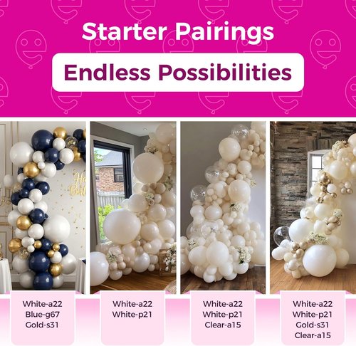 Bezente Pearl White Latex Balloons - 150 Pack 5-Inch Matte Helium Balloons for Weddings & Parties