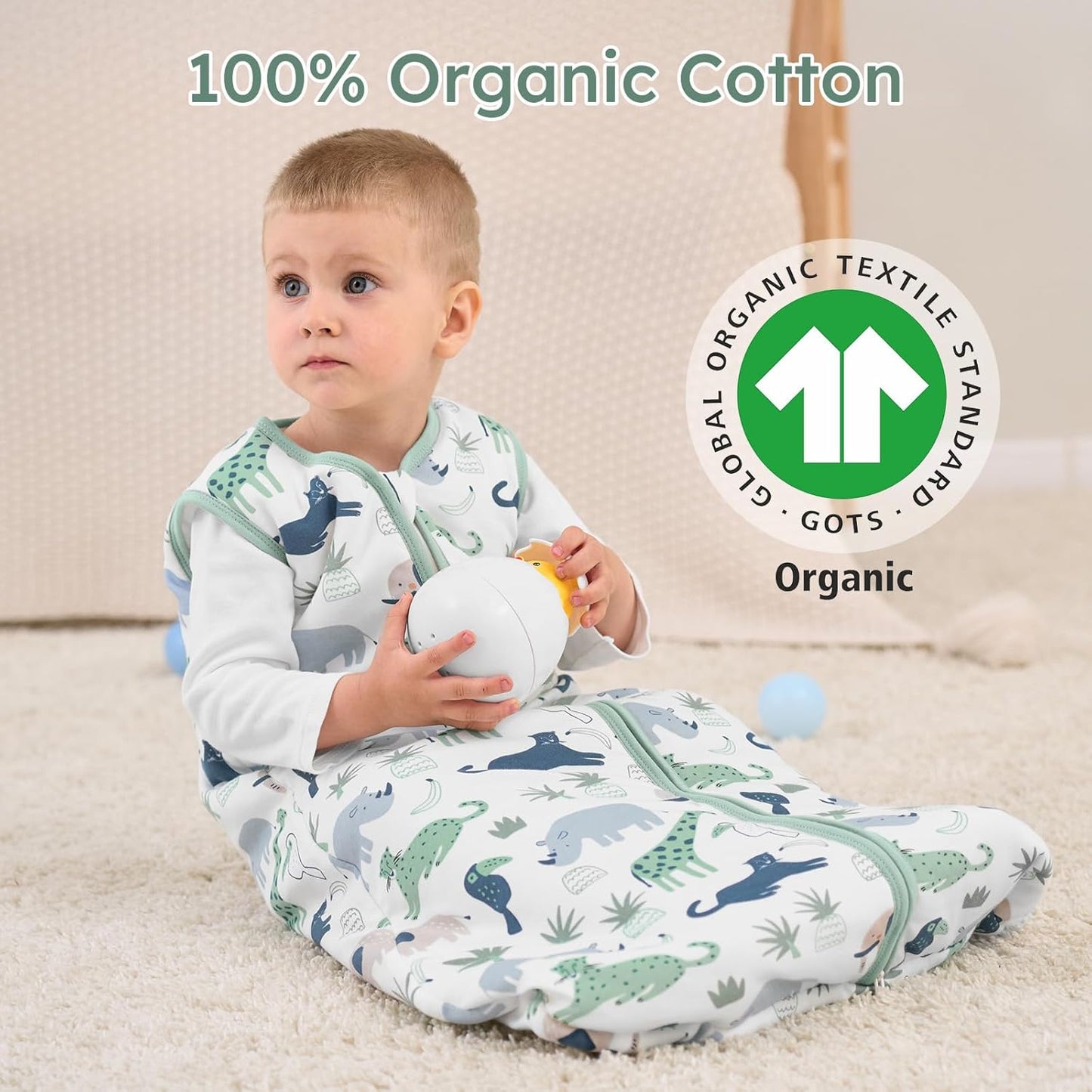 Yoofoss Baby Sleep Sack - 1.5 Tog Wearable Blanket for 12-18 Months | 100% Organic Cotton, Soft & Warm