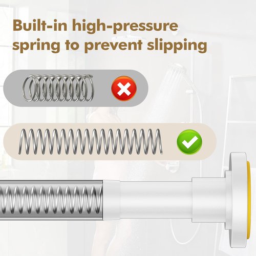 GXOACKJ White Shower Curtain Rods - 31-80 Inch Spring Tension Shower Rods for Bathroom, Adjustable, No Drilling, No Rust, Stainless Steel
