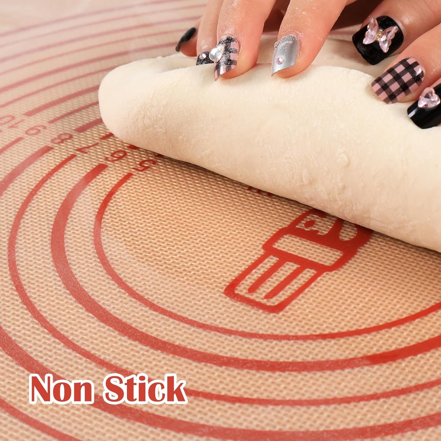 Skiennix Extra Large Non-Slip Silicone Pastry Mat - 36'' x 24'' with Measurements for Baking | Red (Pack of 2)