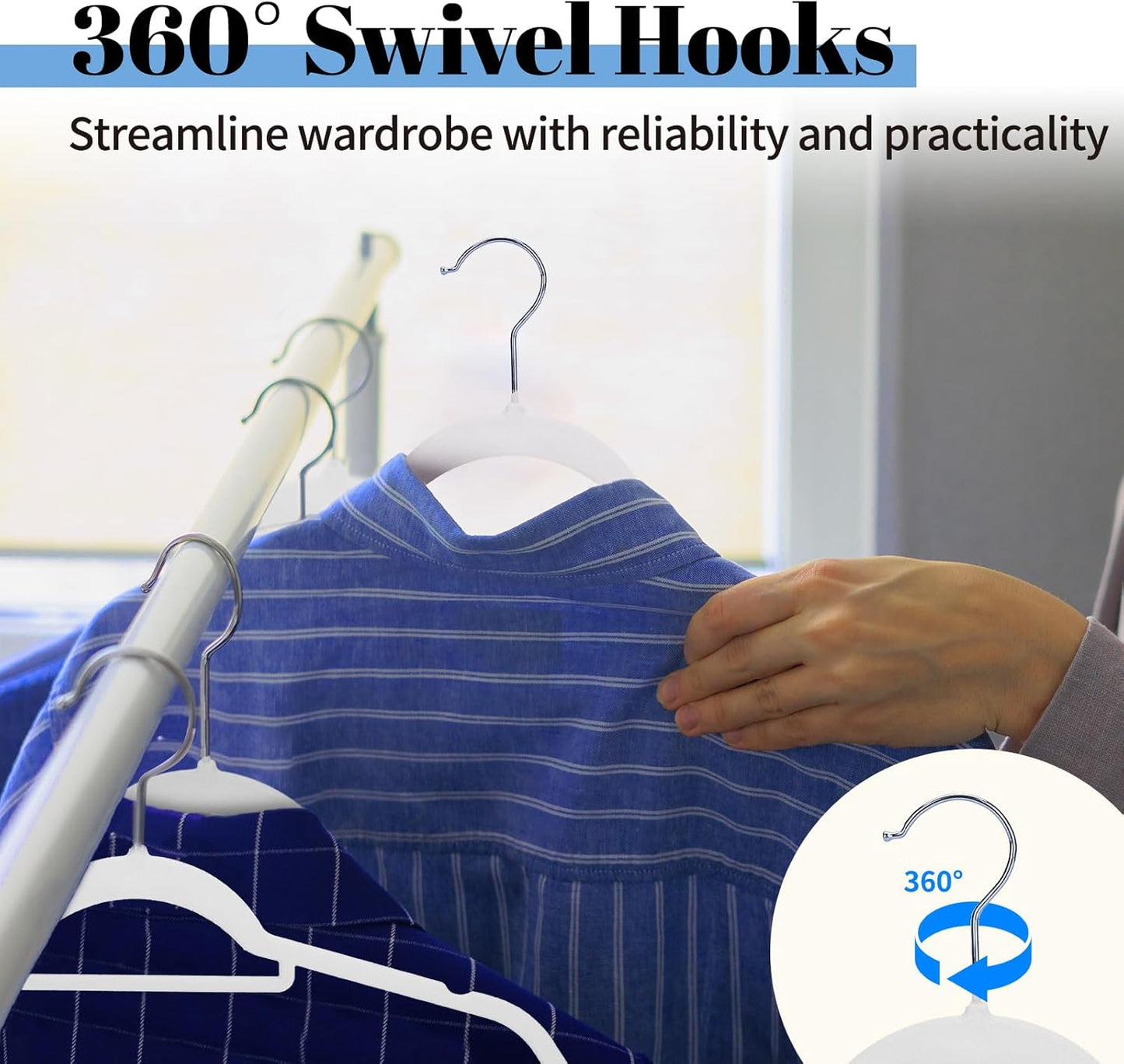 Smartor Velvet Hangers - Space-Saving Non-Slip Clothes Hangers with Tie Bar | 20-Pack Heavy Duty