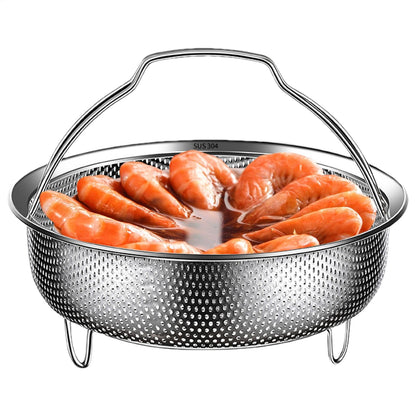Rice Washer - Stainless Steel Cooking Steam Basket, Food Steamer | Vegetable Steamer Tray With Handle And Base Leg, Food Steamer Basket For Pressure Cookers