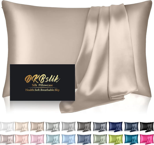 Mulberry Silk Pillowcase by [Brand Name] - Anti-Acne Cooling Sleep Pillow Cover | Standard Size, Champagne Color