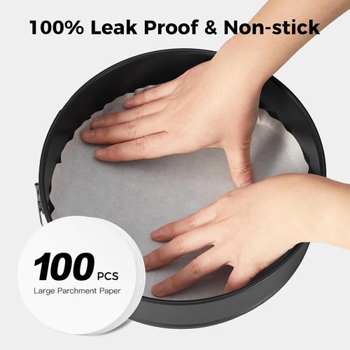 HONGBAKE Mini Cheesecake Pans - 4 Inch Nonstick Springform with 100 Pcs Parchment Liners | Leakproof Design