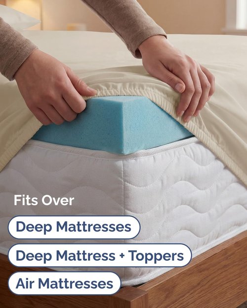 Extra Deep Twin XL Sheet Set - 4 Piece Breathable and Cooling Sheets - Hotel Luxury Bedding for Women, Men, Kids & Teens - Easy & Secure Fit - Soft, Wrinkle Free and Comfy - Extra Deep Pockets - Wheat