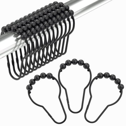 Amazer Black Shower Curtain Hooks, Decorative Shower Curtain Hooks, Shower Hooks for Shower Curtain Rust Proof Stainless Steel Shower Curtain Hooks Set of 12