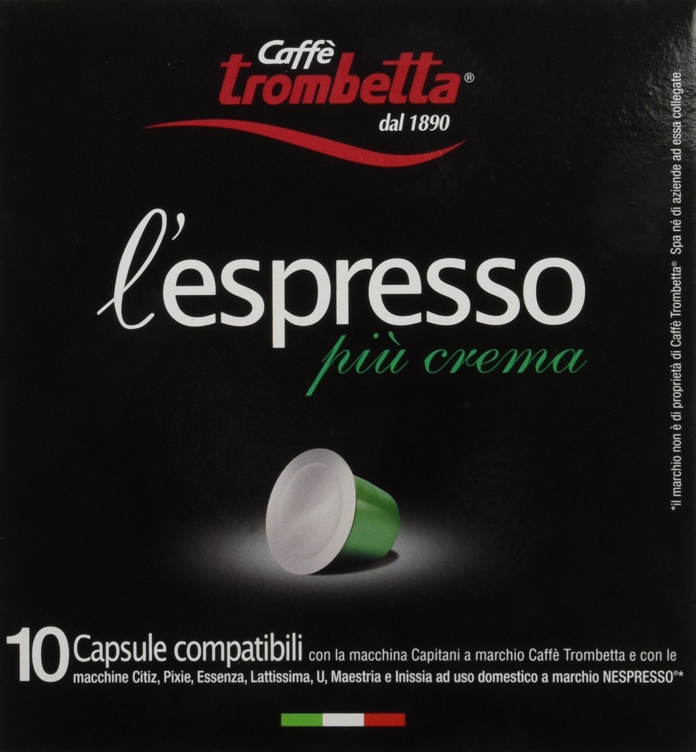 Trombetta l'espresso Piu Crema, 10 Count (Pack of 8)