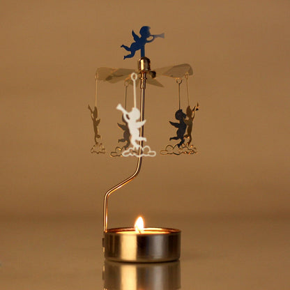 Skiennix Rotary Candle Holder - Elegant Spinning Metal Design | Perfect Small Gift (Angel)
