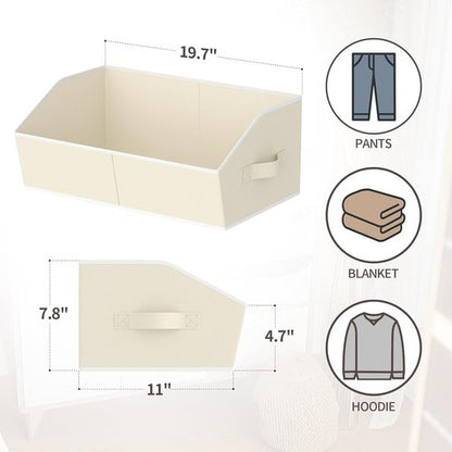 Homsorout Storage Bins - Large Trapezoid Closet Organizer Baskets with Handles | 4-Pack, Beige