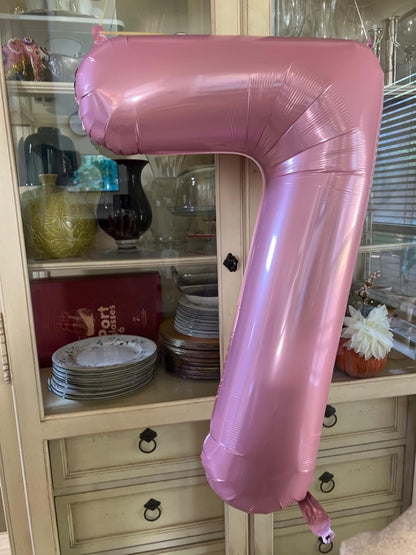 Pastel Pink Number 7 Balloon by [Brand Name] - 40 Inch Birthday Decoration for 7th, 17th, 27th, and 70th Celebrations