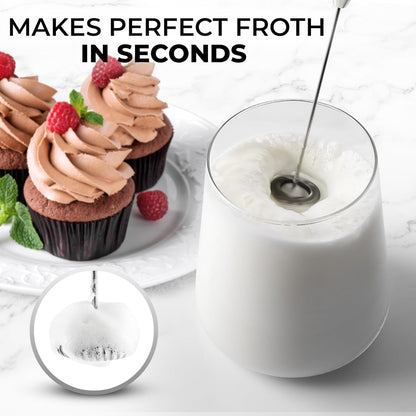 Zulay Powerful Milk Frother Handheld Foam Maker for Lattes - Whisk Drink Mixer for Coffee, Mini Foamer for Cappuccino, Frappe, Matcha, Hot Chocolate by Milk Boss - Honeybee