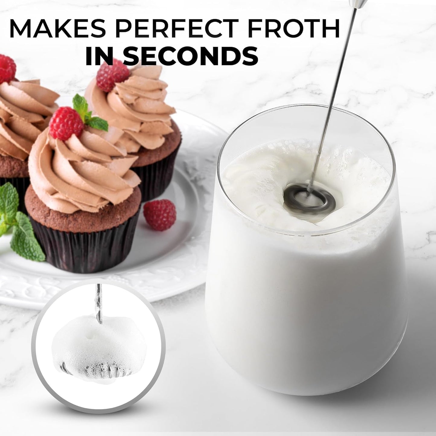 Zulay Classic Coffee Frother Electric - Battery Operated Coffee Blender Handheld - Easy To Use Coffee Whisk Frother - Portable Mini Mixer For Drinks, Coffee, Matcha, Latte (Ocean Aqua)