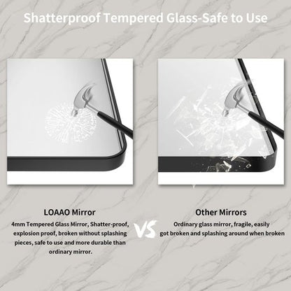 LOAAO 60X28 Inch Black Metal Framed Bathroom Mirror for Wall, Matte Black Bathroom Vanity Mirror Farmhouse, Large Rounded Rectangle Mirror, Anti-Rust, Tempered Glass, Hangs Horizontally or Vertically