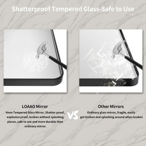 LOAAO 36X36 Inch Black Metal Framed Bathroom Mirror for Wall, Matte Black Bathroom Vanity Mirror Farmhouse, Anti-Rust, Tempered Glass, Hangs Horizontally or Vertically