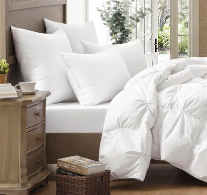 Puredown® Goose Feather & Down Pillows - 100% Cotton Cover, Set of 2, Standard Size for Ultimate Comfort