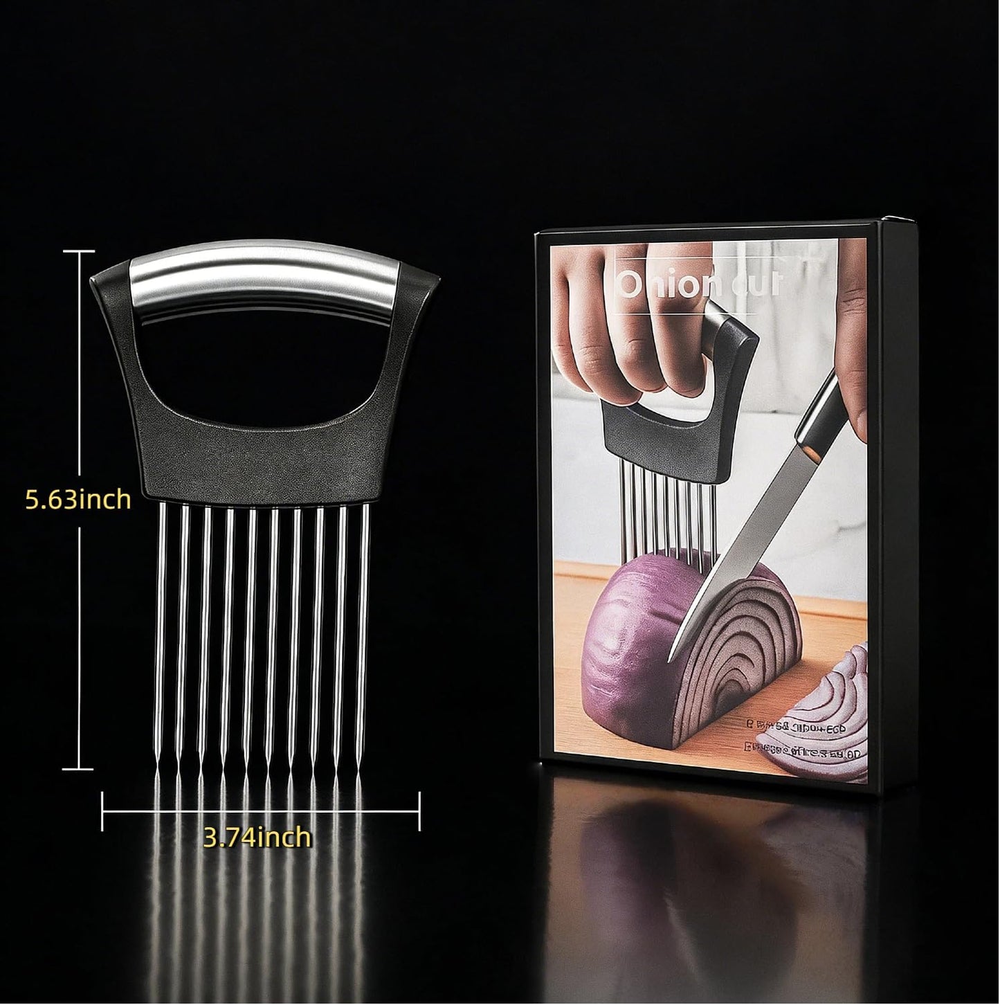 Skiennix Onion Slicer - Upgraded Chopper Tool for Effortless Slicing of Vegetables & Meat | Black
