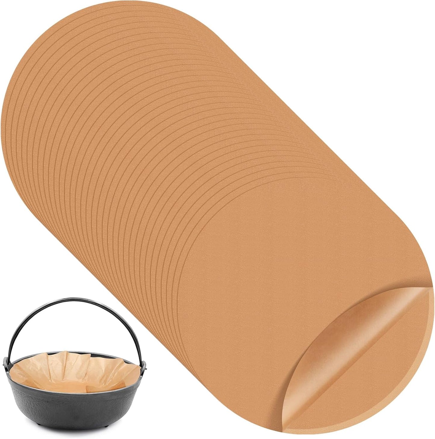 Teenyyou 40 Pcs Round Parchment Paper Liners - 20 Inch Disposable Baking Sheets for Dutch Ovens, Air Fryers & BBQ