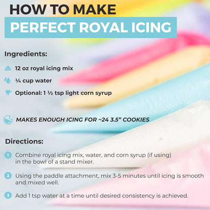 Royal Icing Mix - Premium 12oz Mix for Sugar Cookies | Easy to Use, Naturally Flavored, Gluten-Free