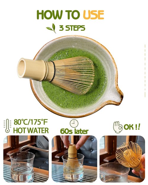 Vaiheng Matcha Whisk, Matcha Whisk Set Matcha Bamboo Whisk for Matcha Powder Handcrafted Organic Traditional Japanese Chasen, 100-Prong Matcha Stirrer Wisk Mixer Brush for Authentic Tea Preparation