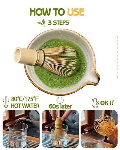 Vaiheng Matcha Whisk, Matcha Whisk Set Matcha Bamboo Whisk for Matcha Powder Handcrafted Organic Traditional Japanese Chasen, 100-Prong Matcha Stirrer Wisk Mixer Brush for Authentic Tea Preparation