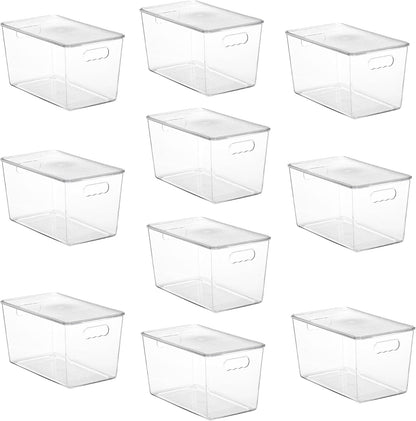 Vtopmart Clear Stackable Storage Bins - 10 Pack XL Plastic Containers with Lids for Kitchen & Pantry Organization