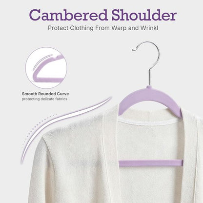 HOUSE DAY Velvet Hangers - 60 Pack Non-Slip Heavy Duty Clothes Hangers | Lt-Purple Slim Space-Saving Design