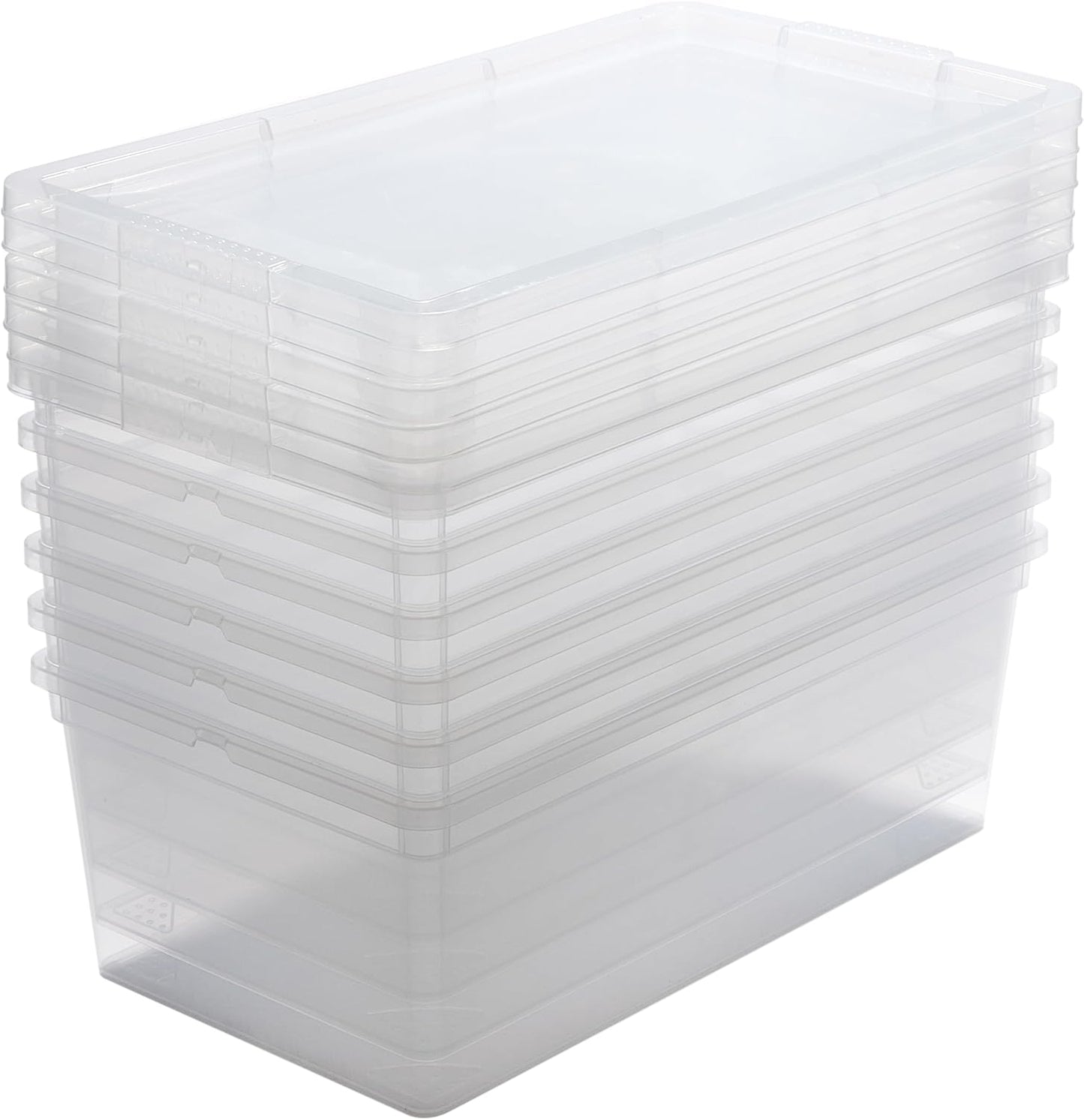 Storage Bins with Lids by Simplify - Stackable & Nestable Clear Bins | 6 Pack | Ideal for Clothing, Books & Shoes