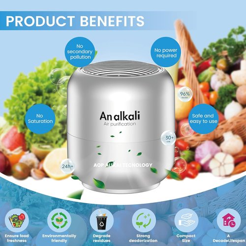 Fridge Deodorizer - 10-Year Lasting Odor Eliminator | Chemical-Free Freshness for Kitchen, Closet, Car & Pets - Silver