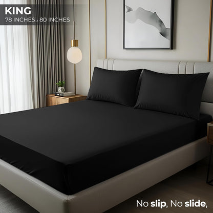 Utopia Bedding King Fitted Sheet - Soft Microfiber - Deep Pocket - Fade Resistant - Easy Care (Black)