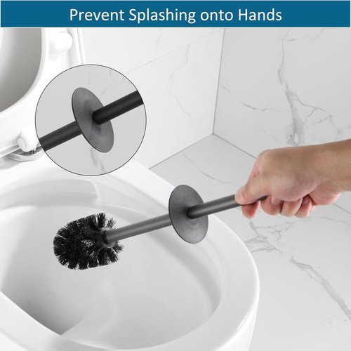 BVL Toilet Brush and Holder Set - Stylish Black Freestanding Design for Modern Bathrooms