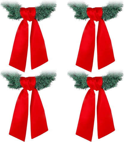 VitalCozy Wreath Sash Set - 4 Pcs Embroidery Blanks for Front Door Decor | Red (4.49" X 56.30")