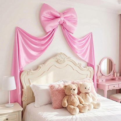 Skiennix Large Pink Bow - 70 x 22 Inch Satin Ribbon Tie for Coquette Birthday & Wedding Decor