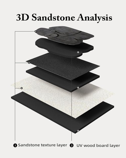 Azartslr 3D Abstract Textured Wall Art - Modern Black & White Sandstone Decor | 3-Piece Minimalist Set for Living Room & Bedroom